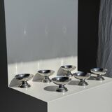 Set of 6 silver metal ice cream cups with small base D9 H5.5
