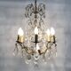 Vintage 8-light chandelier with glass pendants. 1960s.