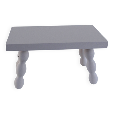 Petit banc bois vintage rénové beige rosé