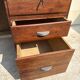 Modernist desk in wood and green moleskin upholstery