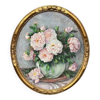 Helena van den Broeck. Still life with peonies. Pastel.