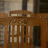 Set of 6 Art Deco oak cane chairs from the 1930s
