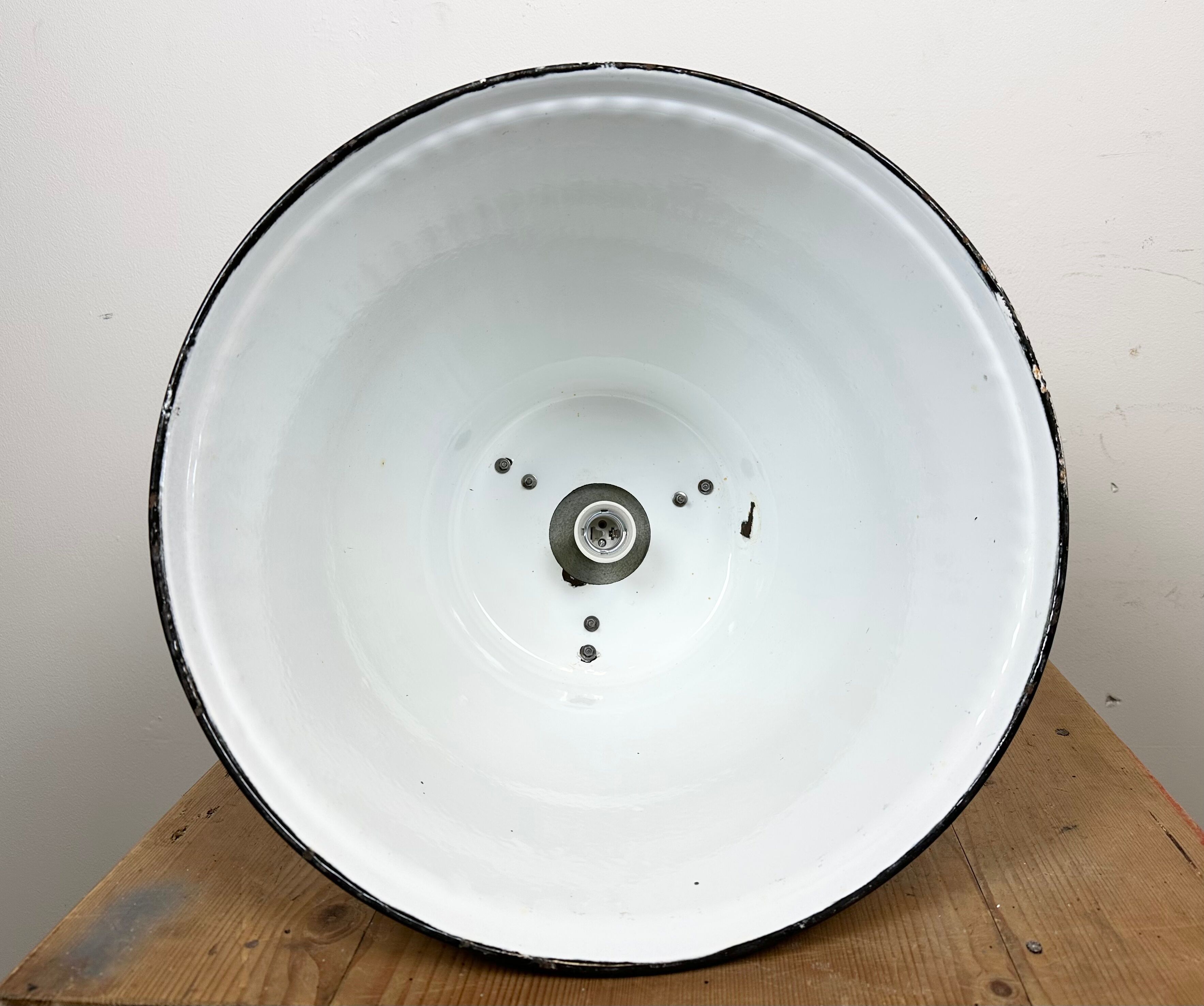 Industrial Black Enamel Factory Pendant Lamp, 1960s