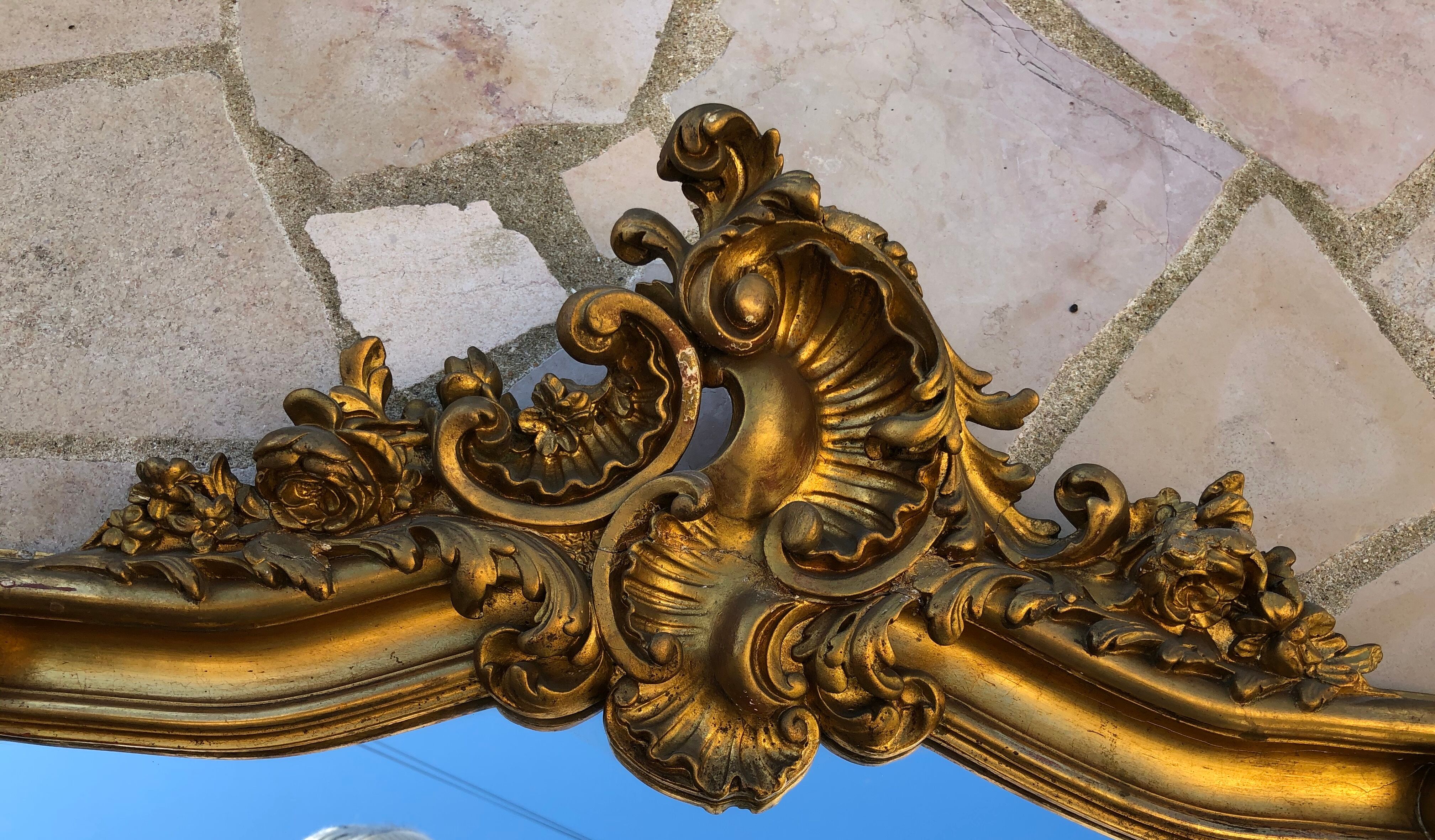 Old mirror in gilded wood 125x79cm