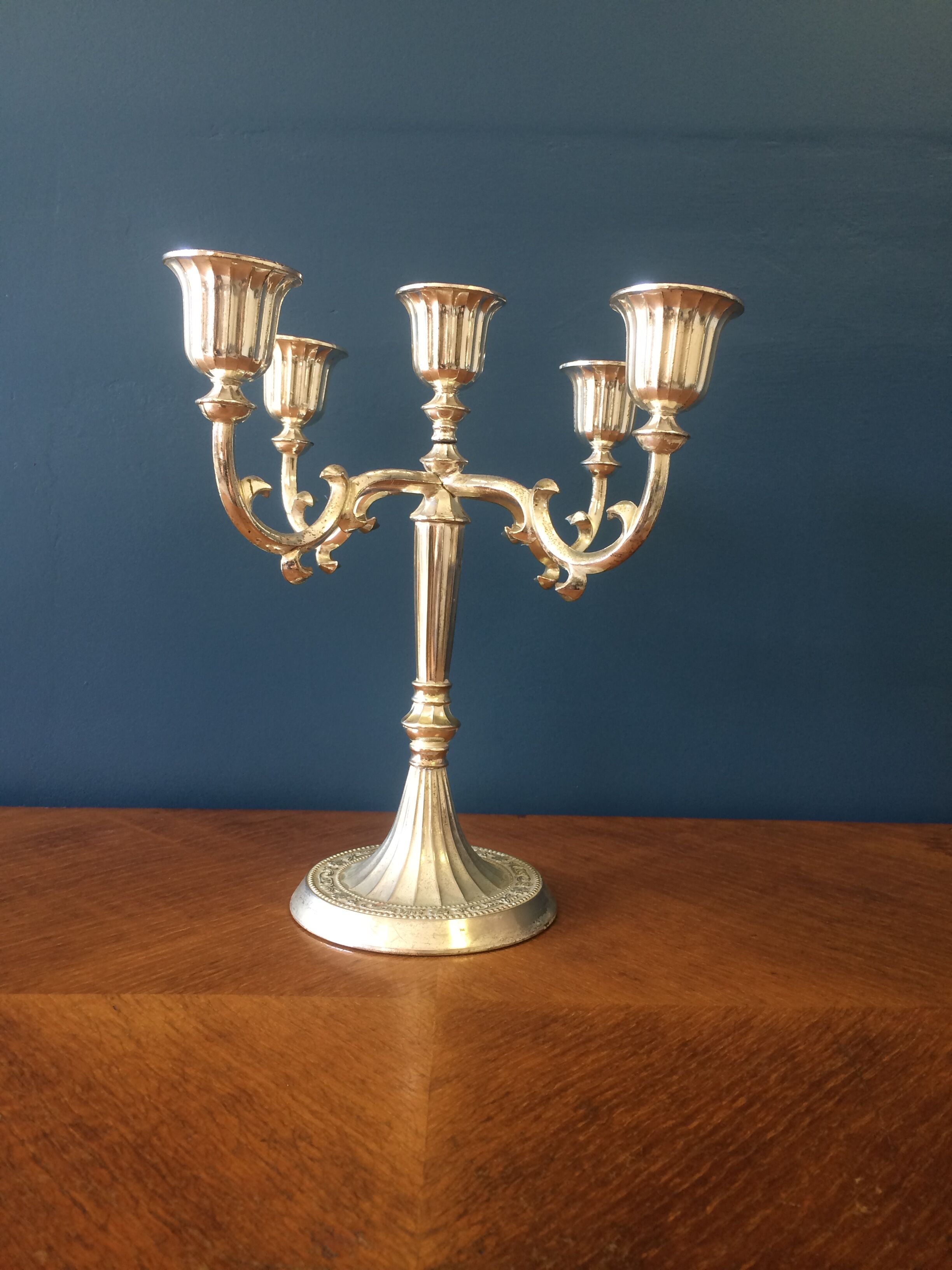 Antique candlestick in silver metal