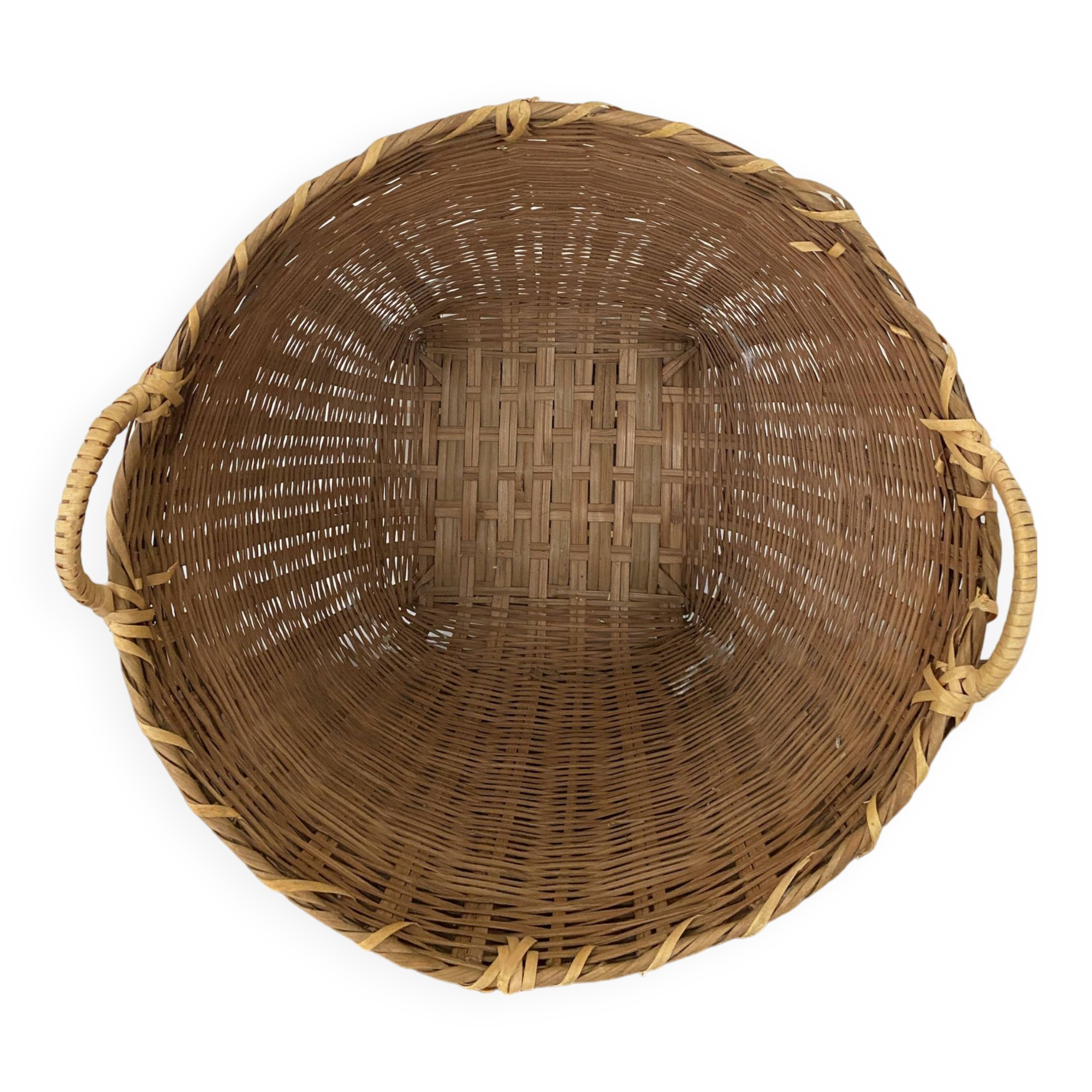 Basket, vintage bamboo laundry basket, toy basket, storage basket