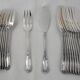 Ercuis Louis XV floral, 12 fish cutlery sets, 24 pieces in silver-plated metal.