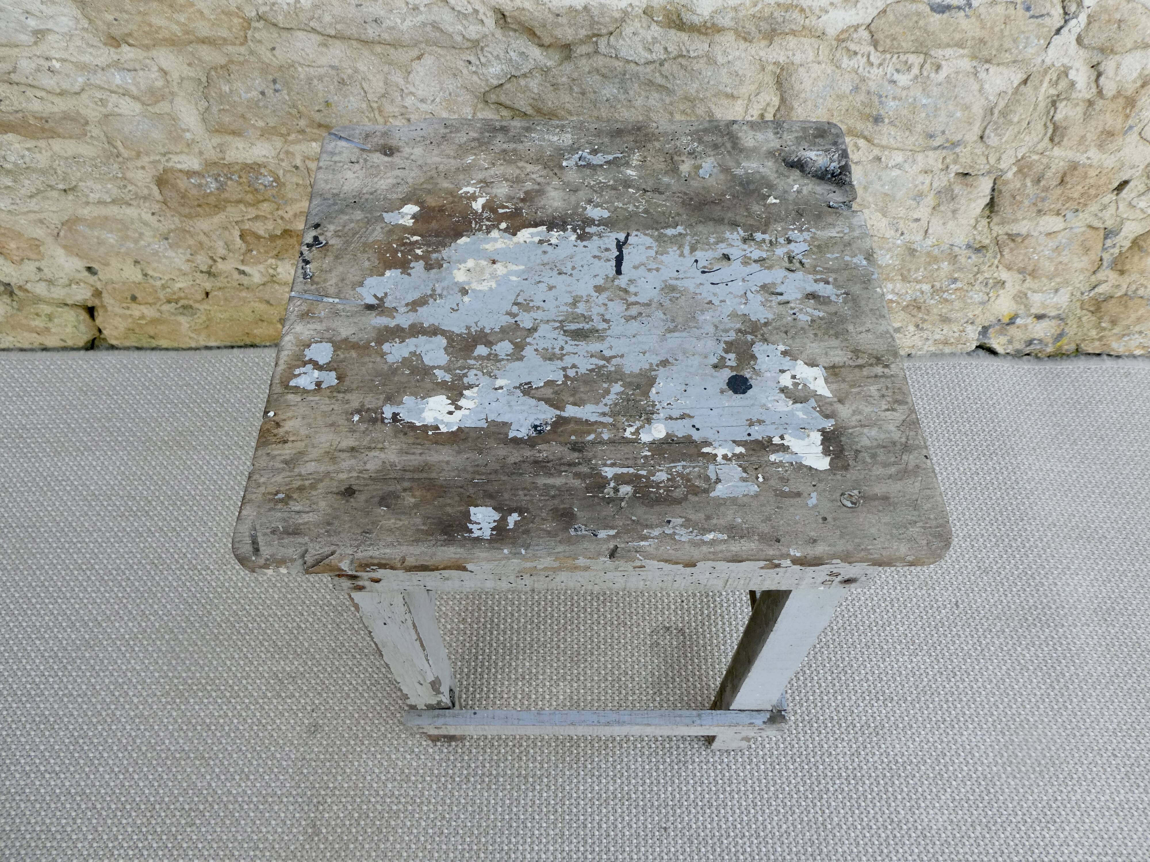 Wooden workshop stool, original color