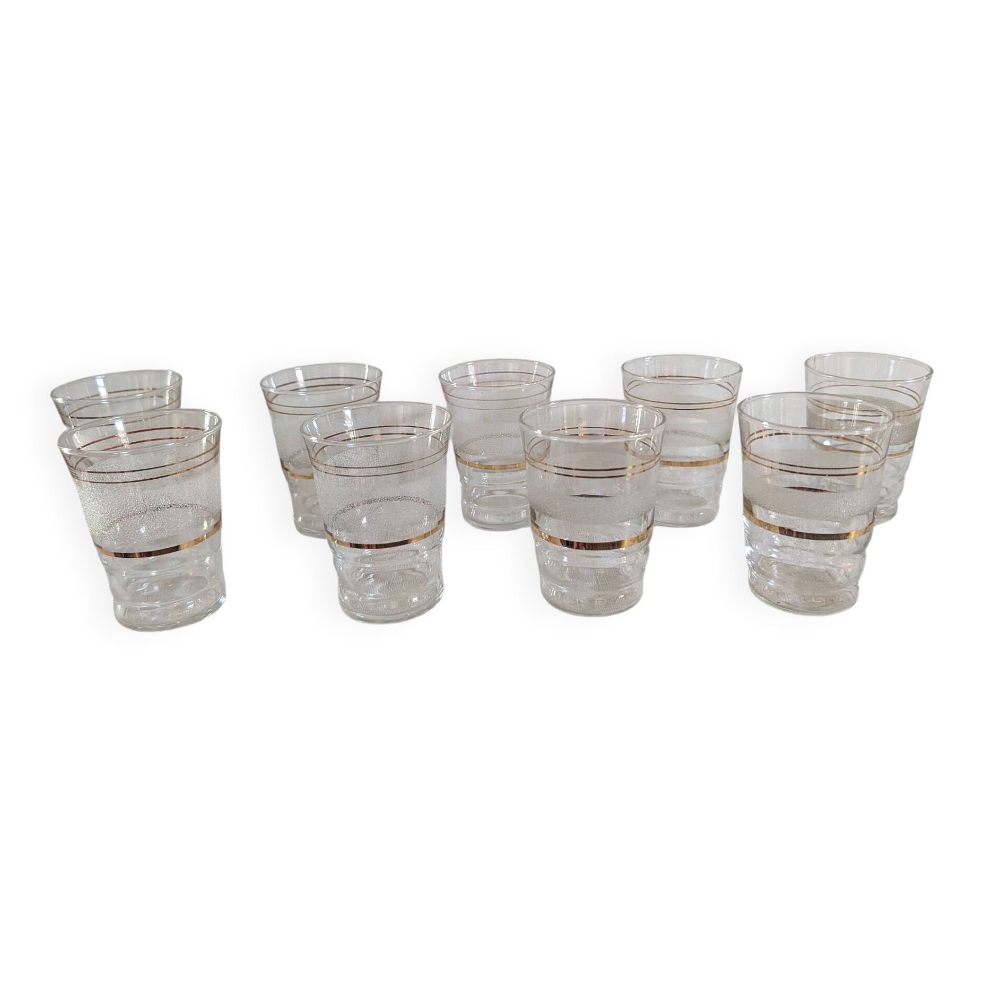 frosted glasses with golden trim, 1950s-60s