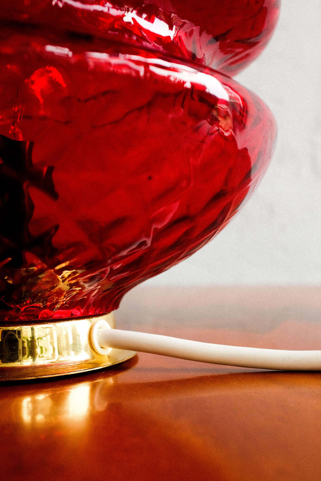 Vintage Czechoslovak Red Glass Table Lamp by Jablonecké Sklárny, 1970s