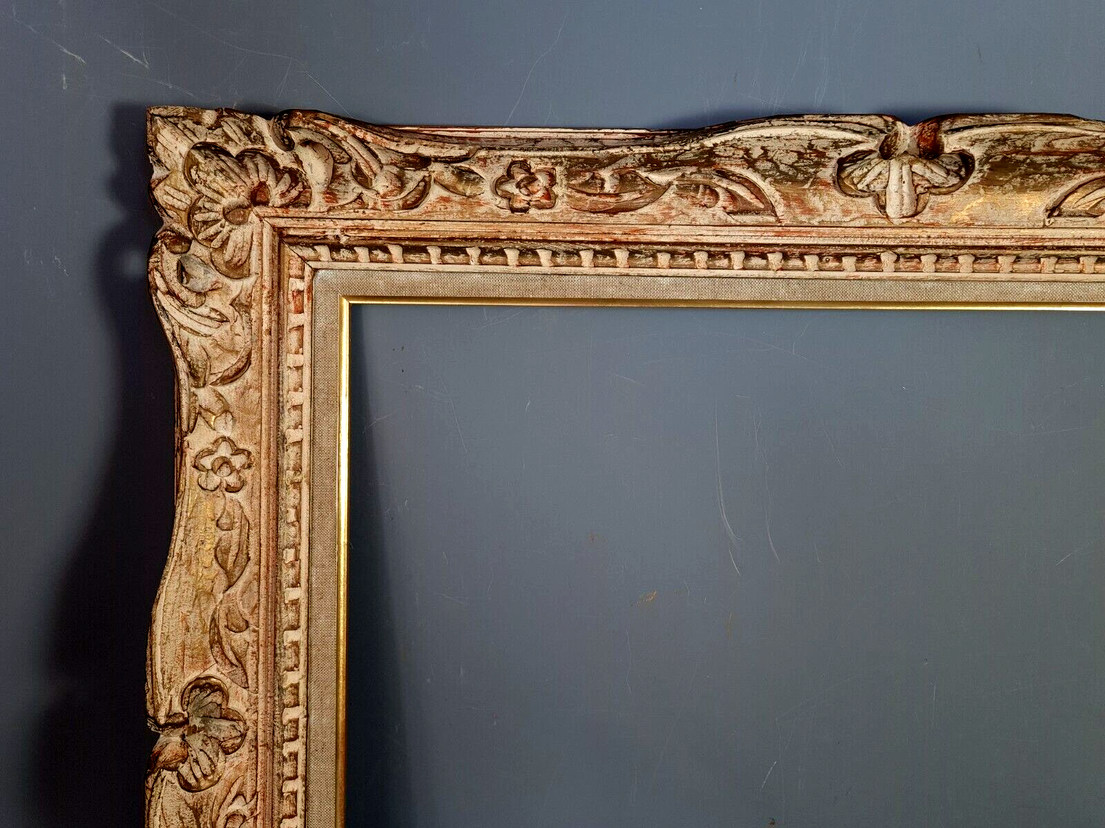 Old frame Montparnasse carved wood patinated 79x68 cm foliage 61x50.7 cm SB