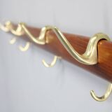 Brass and teak coat hanger by Carl Auböck for Illums Bolighus, Denmark, 1950s