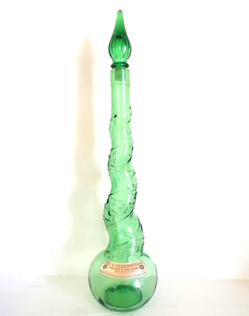 Three glass decanters from Empoli, Italy 1960
