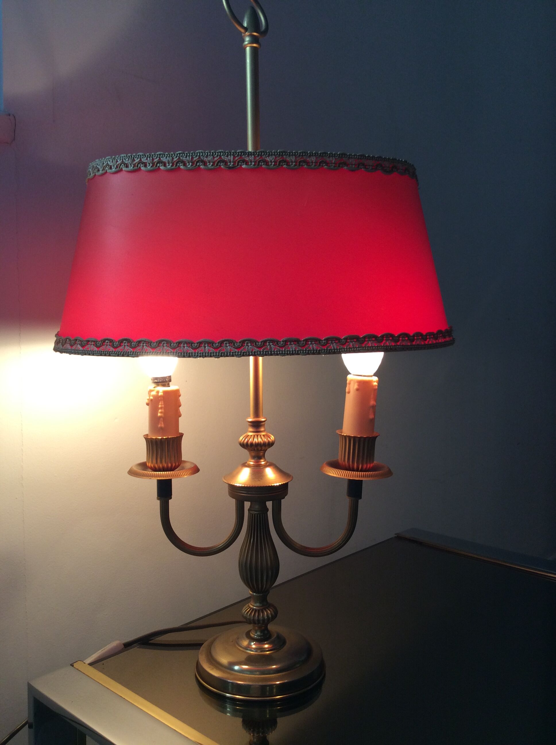 Old brass hot water bottle lamp empire style