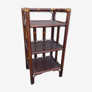 Vintage rattan shelf cabinet