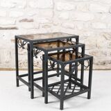Set of 3 wrought iron nesting tables