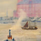 Port de Hambourg, huile sur toile, 53 x 73 cm
