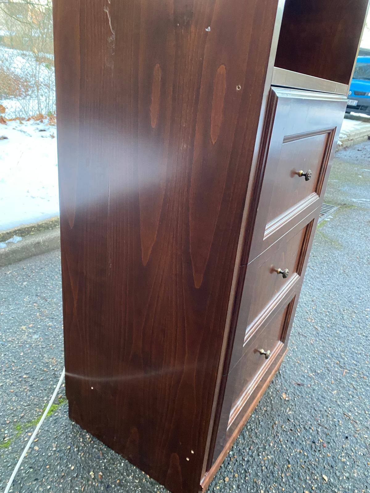 1970s wooden Scandinavian display cabinet with lighting
