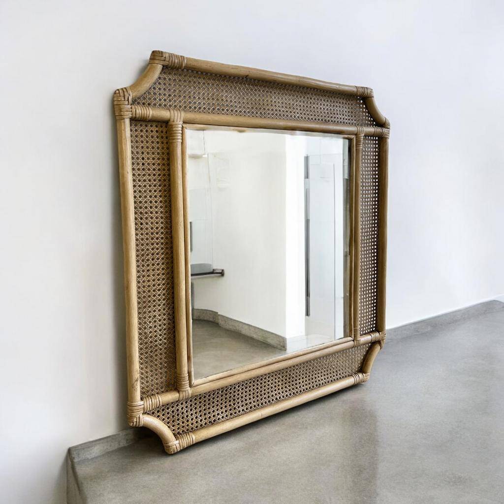 Vintage rattan mirror / romantic wall mirror