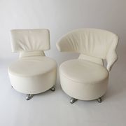 Canta and Aki swivel chairs in leather by Toshiyuki Kita for Cassina