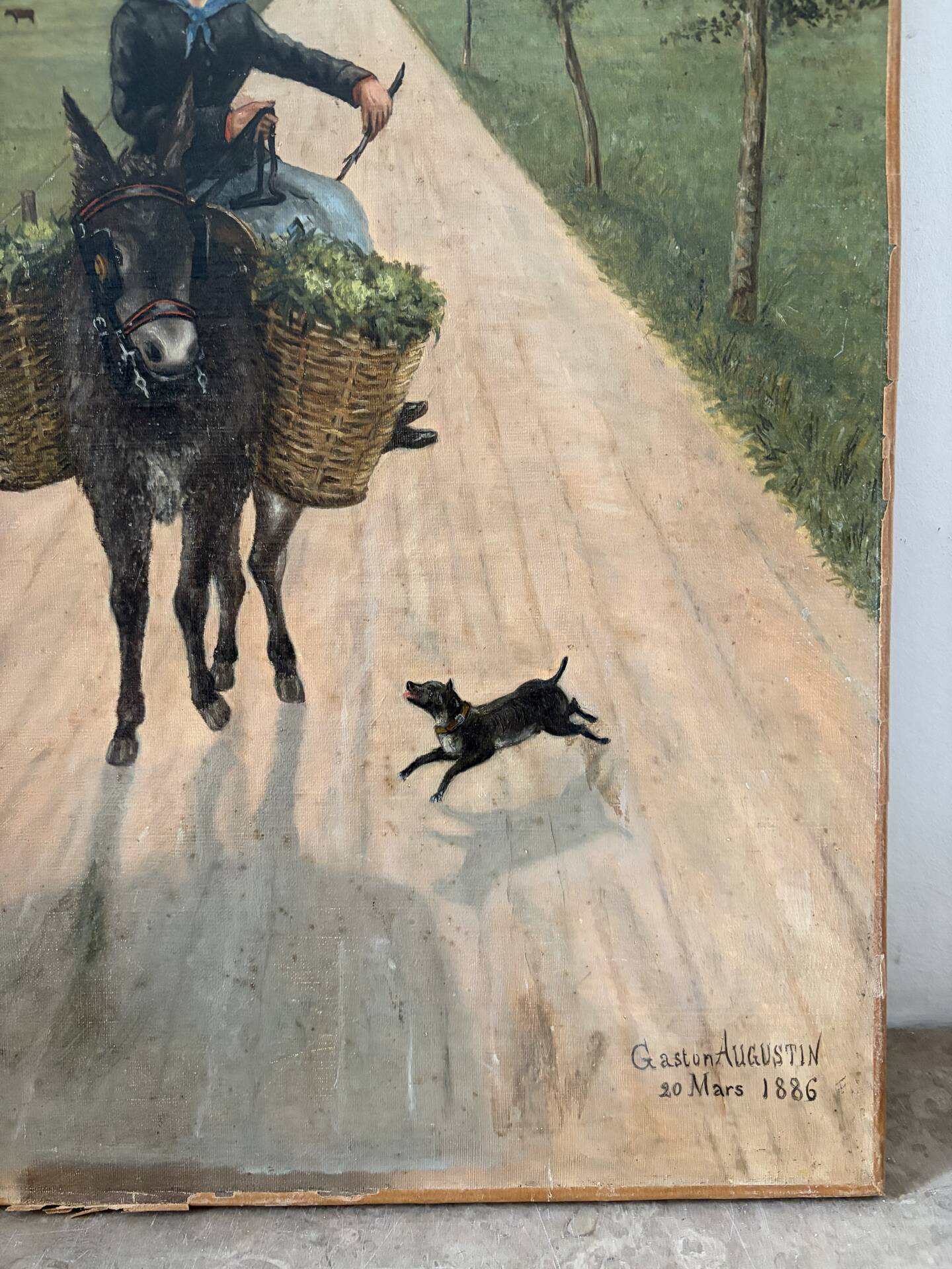Woman with Donkey, oil on canvas signed 1886