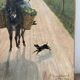 Woman with Donkey, oil on canvas signed 1886