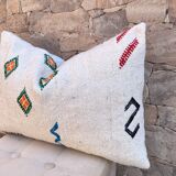 Handmade white Moroccan cushion cover (60x40 cm) for Kilim rugs, cushion cover,