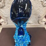 Large ceramic vase fatlava sea foam signed Vallauris