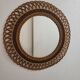 Woven rattan mirror, sunburst, vintage flower