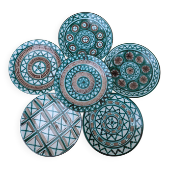 Ensemble de 6 anciennes assiettes plates Robert Picault 24cm