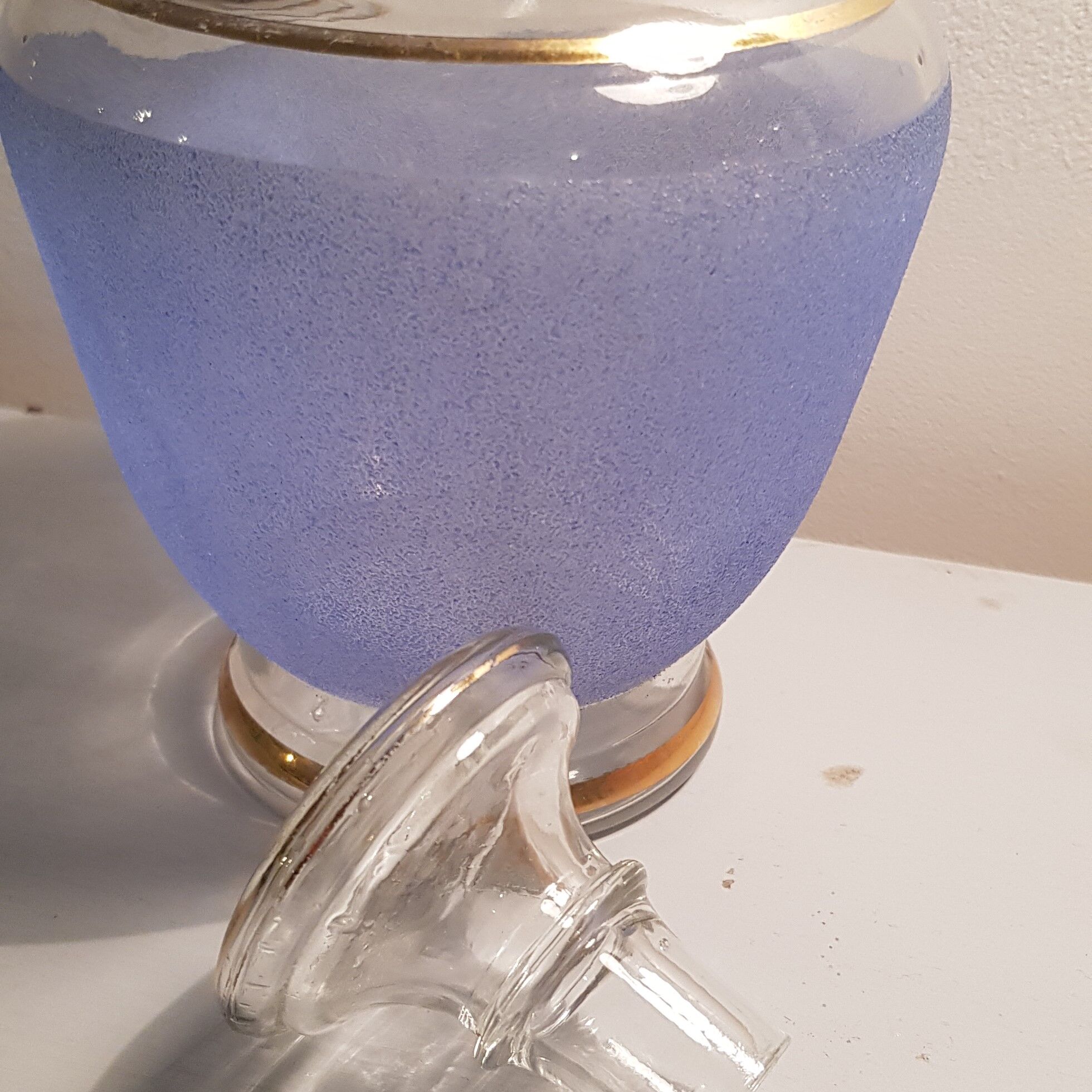 Art-Deco blue granita and gold carafe