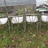 4 seventies welded tubular steel armchairs