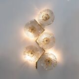 Pair of Modern Italian Murano Glass and Brass Flowers Wall Lamps