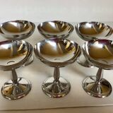 6 footed bowls with a silver metal ice frieze