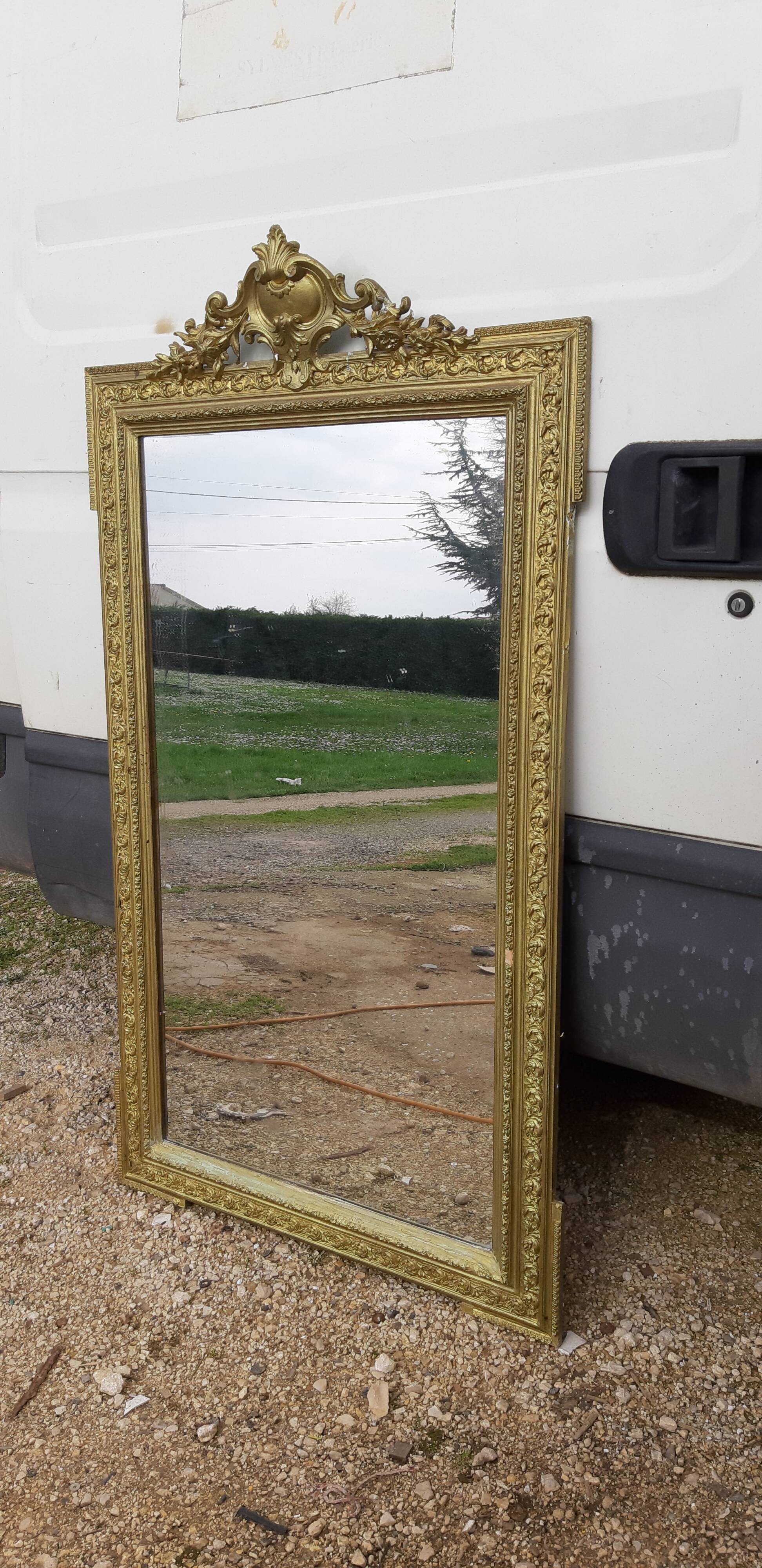 Mirror 19 th wood and golden stuc 156x87cm