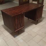 Coffered desk circa 1970 in 4-sided Rio rosewood