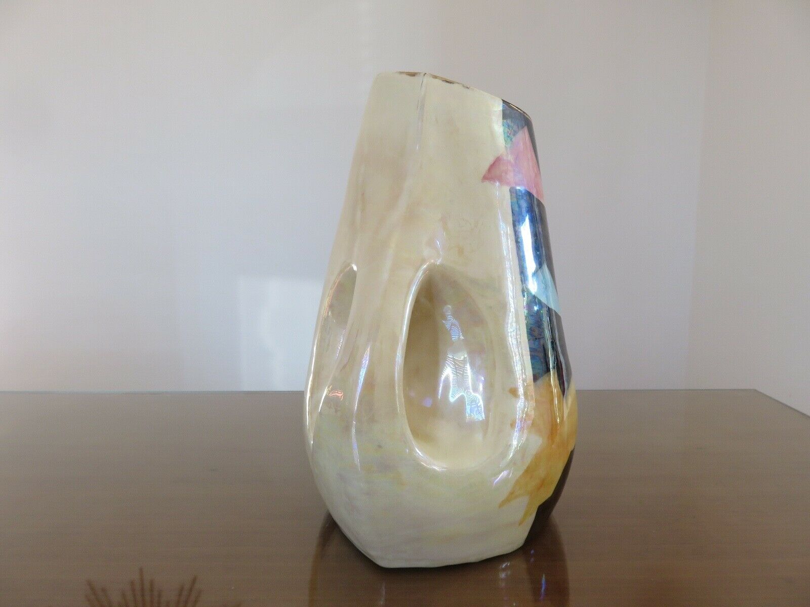 Large free-form vase in iridescent ceramic 60s