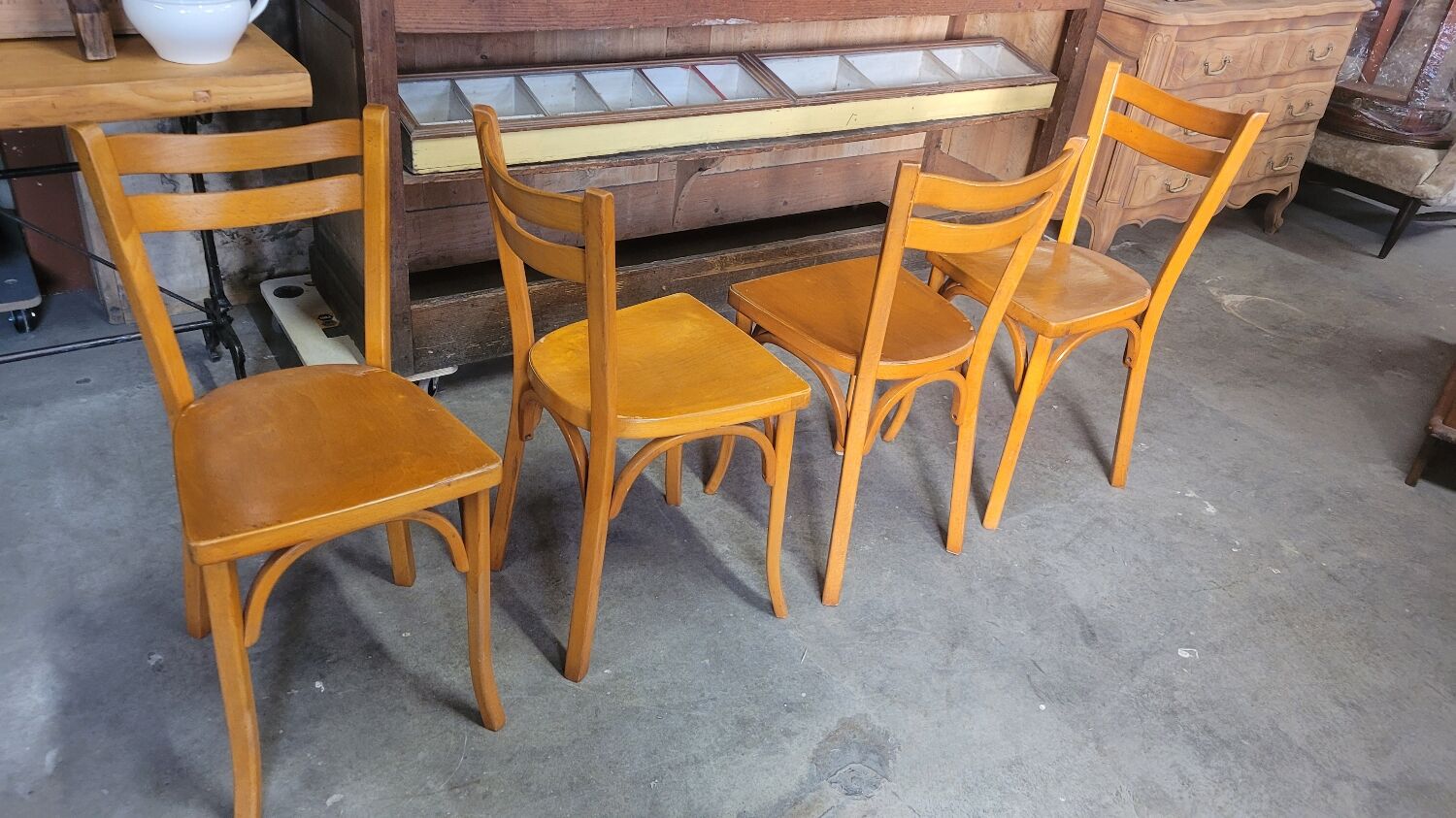 Series of 4 bistro chairs signed Baumann 1950 vintage