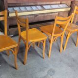 Series of 4 bistro chairs signed Baumann 1950 vintage