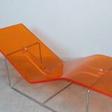 'Wave' chaise longue in orange plexiglass by Jean-Marie Massaud