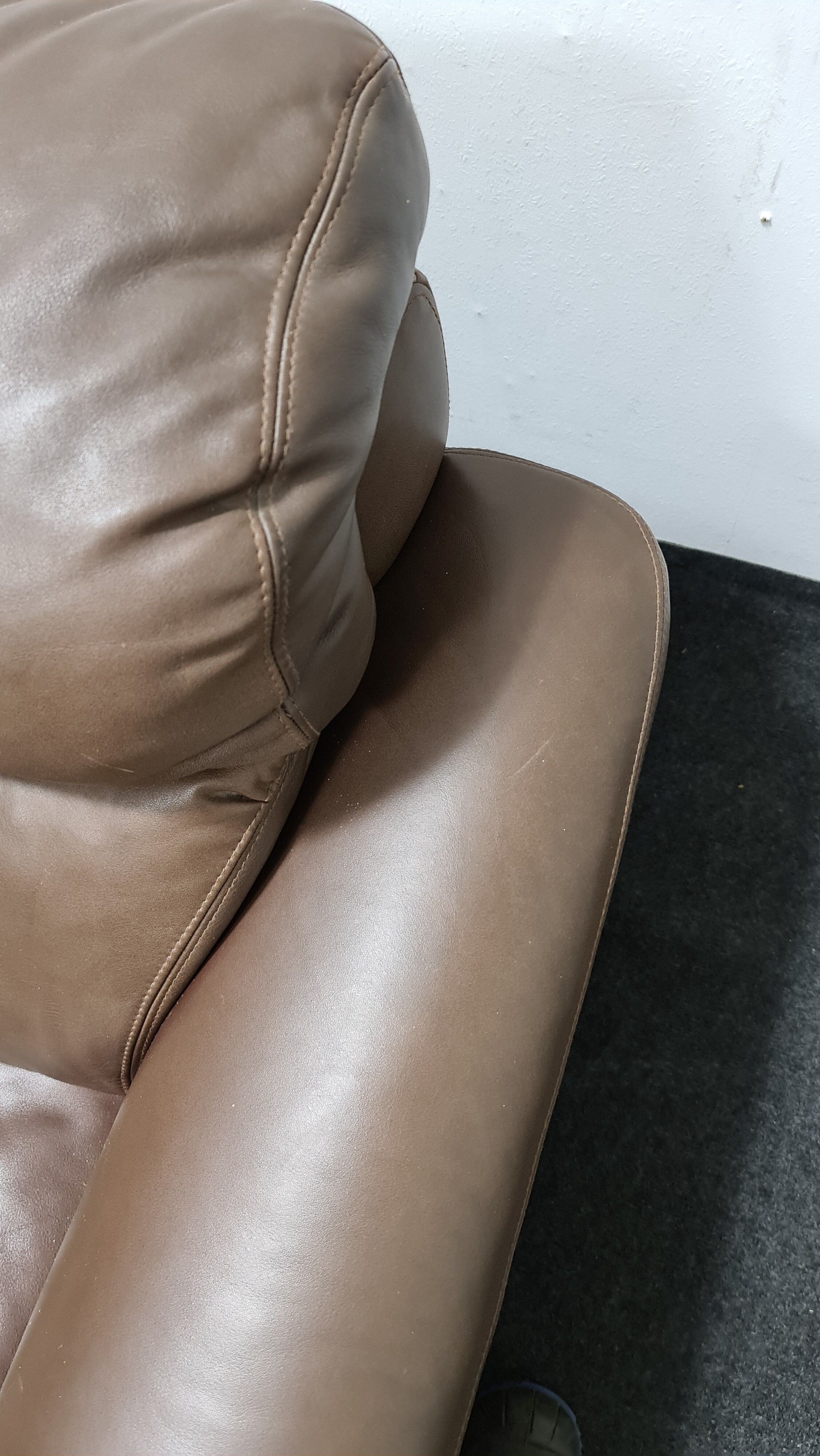 Canapé biplace vintage en cuir brun de Rolf Benz