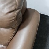 Canapé biplace vintage en cuir brun de Rolf Benz