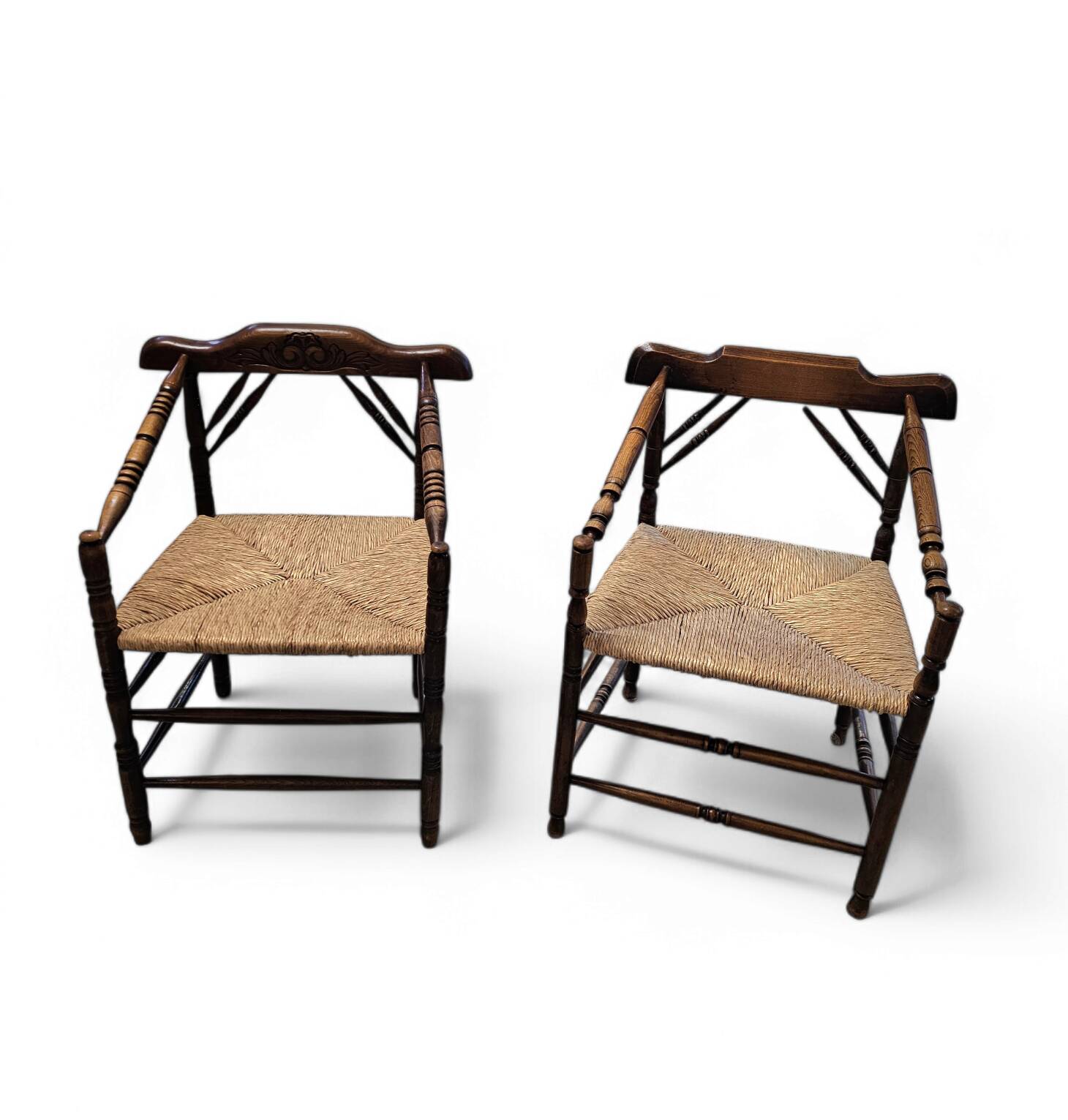A pair of Dutch oak / matching Rush Chairs 1930s