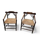 A pair of Dutch oak / matching Rush Chairs 1930s