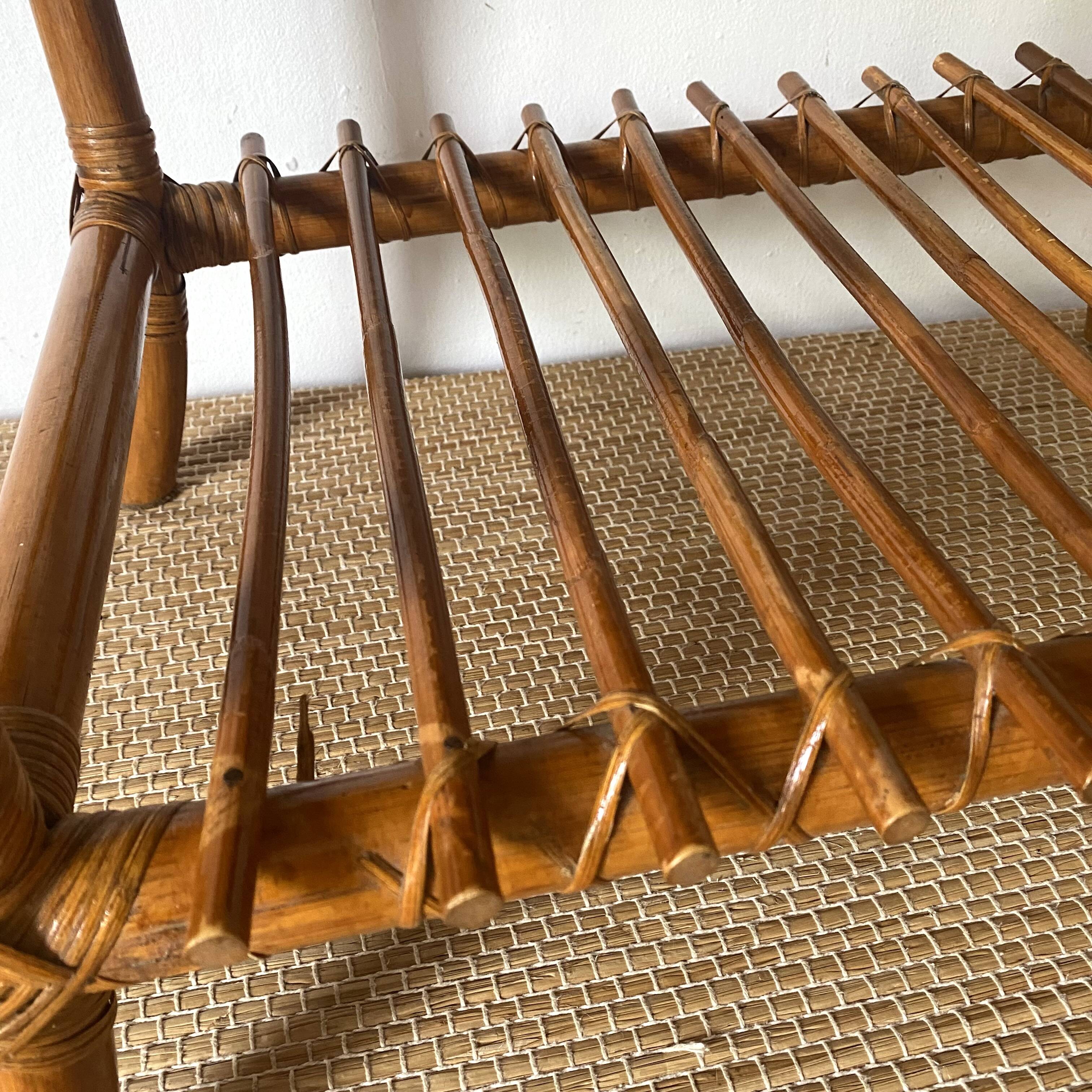 Rattan coffee table with sailboat decor from the 60s