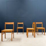 Set of 4 vintage chairs in ash and cannage 1950