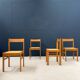 Ensemble de 4 chaises vintage en frêne et cannage 1950
