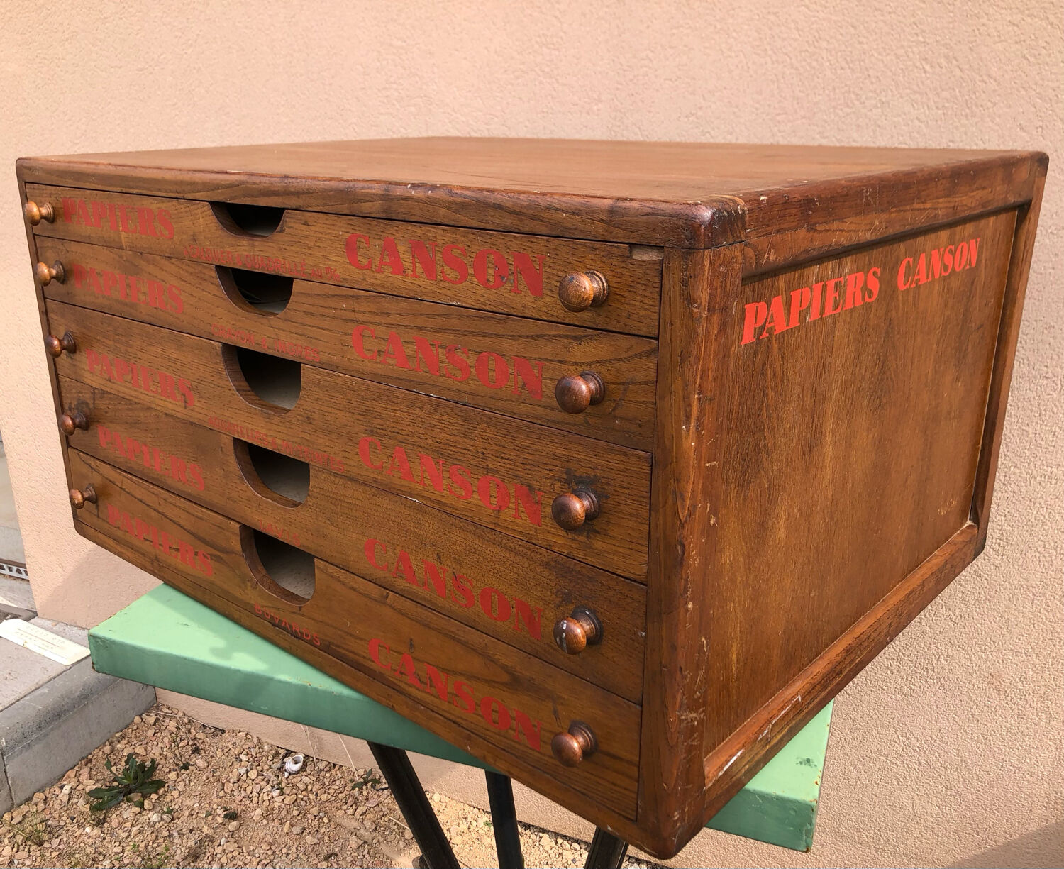 Craft furniture: display of old stationery for Cansons Papers.  50s