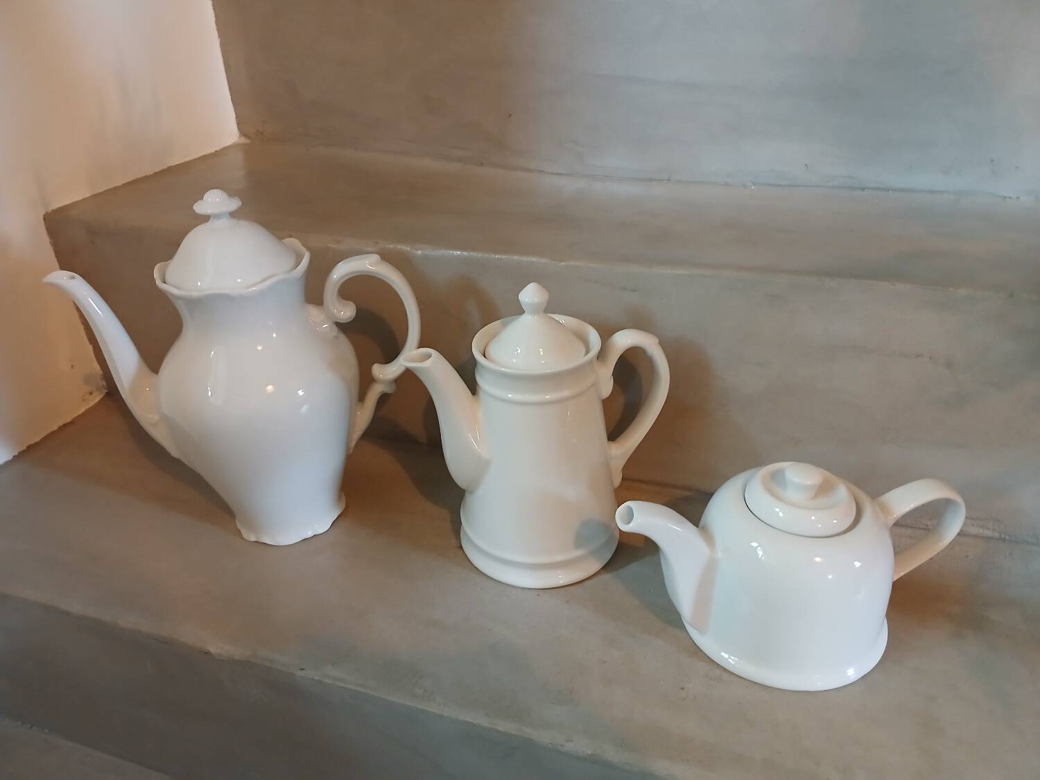 Set of 3 antique teapots/coffee pots