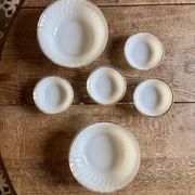 Set of vintage Fire King ramekins and bowls.